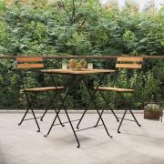 vidaXL Hopfällbara caféstolar 2 st massiv teak och stål