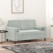 vidaXL 2-sitssoffa med prydnadskuddar ljusgrå 120 cm sammet