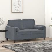 vidaXL 2-sitssoffa med prydnadskuddar mörkgrå 120 cm sammet