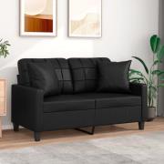 vidaXL 2-sits soffa med prydnadskuddar svart 120 cm konstläder