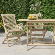 vidaXL Hopfällbara trädgårdsstolar 2 st grå 56x61x89 cm massiv teak