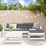 vidaXL Loungegrupp för trädgården med dynor 5 delar vit massivt trä
