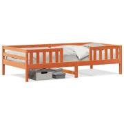 vidaXL Sängram utan madrass vaxbrun 75x190 cm massiv furu