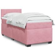 vidaXL Ramsäng med madrass rosa 90x190 cm sammet