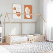 vidaXL Barnsäng med husram 90x190 cm massiv furu