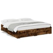 vidaXL Sängram med lådor rökfärgad ek 200x200 cm konstruerad trä