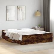 vidaXL Sängram med lådor rökfärgad ek 160x200 cm konstruerad trä