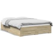 vidaXL Sängram med lådor sonoma-ek 120x190 cm konstruerat trä