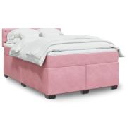 vidaXL Ramsäng med madrass rosa 160x200 cm sammet