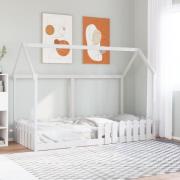 vidaXL Barnsäng med husram vit 90x190 cm massiv furu
