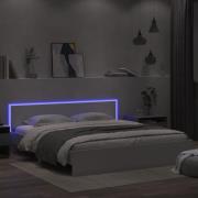 vidaXL Sängram med huvudgavel och LED vit 200x200 cm
