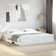vidaXL Sängram med lådor vit 180x200 cm konstruerat trä