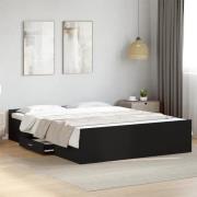 vidaXL Sängram med lådor svart 150x200 cm konstruerat trä