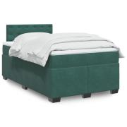 vidaXL Ramsäng med madrass mörkgrön 120x190 cm sammet