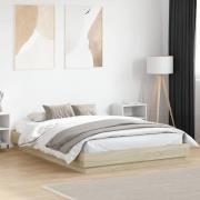 vidaXL Sängram med LEDs sonoma-ek 150x200 cm