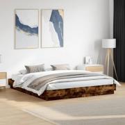 vidaXL Sängram med LEDs rökfärgad ek 200x200 cm