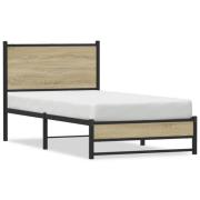 vidaXL Sängram utan madrass metall sonoma-ek 90x190 cm