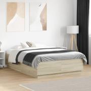 vidaXL Sängram sonoma-ek 135x190 cm konstruerat trä