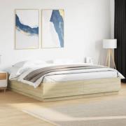 vidaXL Sängram sonoma-ek 200x200 cm konstruerat trä