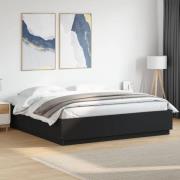 vidaXL Sängram med LEDs utan madrass svart 180x200 cm