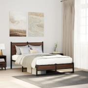 vidaXL Sängram utan madrass metall brun ek 120x200 cm