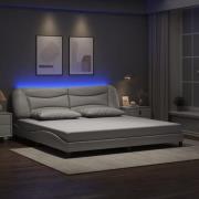 vidaXL Sängram med LED-belysning vit 200x200 cm konstläder