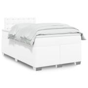 vidaXL Ramsäng med madrass vit 120x190 cm konstläder