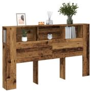 vidaXL Sänggavel m förvaring åldrat trä 180x18,5x102,5 cm konstr. trä