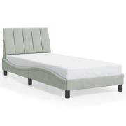 vidaXL Sängram utan madrass ljusgrå 90x200 cm sammet
