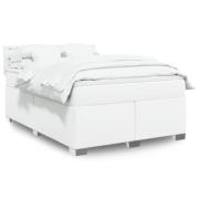 vidaXL Ramsäng med madrass vit 160x200 cm konstläder