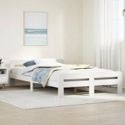 vidaXL Sängram utan madrass vit 135x190 cm massiv furu