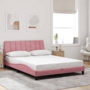 vidaXL Sängram med huvudgavel rosa 140x190 cm sammet