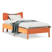 vidaXL Sängram utan madrass vaxbrun 75x190 cm massiv furu