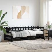 vidaXL Utdragbar dagbädd svart 2x(90x200) cm massiv furu