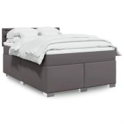 vidaXL Ramsäng med madrass grå 140x200 cm konstläder