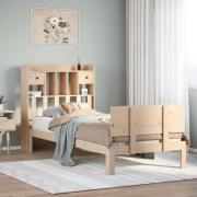 vidaXL Säng med bokhylla utan madrass 90x200cm massiv furu