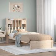 vidaXL Säng med bokhylla utan madrass 90x190cm massiv furu