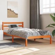 vidaXL Sängram utan madrass vaxbrun 75x190 cm massiv furu