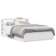 vidaXL Sängram med huvudgavel vit 140x200 cm massiv furu