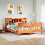 vidaXL Sängram utan madrass vaxbrun 180x200 cm massiv furu