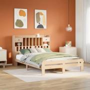 vidaXL Säng med bokhylla utan madrass 140x200cm massiv furu