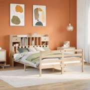vidaXL Säng med bokhylla utan madrass 140x200cm massiv furu
