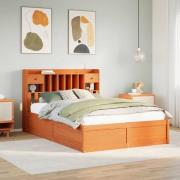 vidaXL Sängram utan madrass vaxbrun 160x200 cm massiv furu