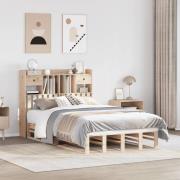 vidaXL Säng med bokhylla utan madrass 135x190cm massiv furu