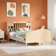 vidaXL Säng med bokhylla utan madrass 160x200cm massiv furu