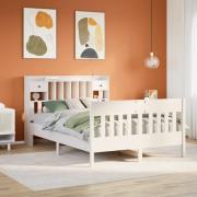 vidaXL Sängram utan madrass vit 140x190 cm massiv furu