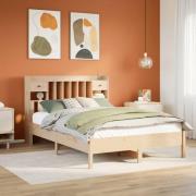 vidaXL Säng med bokhylla utan madrass 150x200cm massiv furu