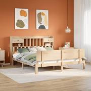vidaXL Säng med bokhylla utan madrass 180x200cm massiv furu