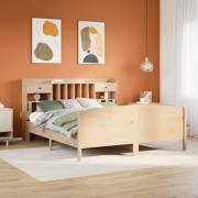 vidaXL Säng med bokhylla utan madrass 200x200cm massiv furu
