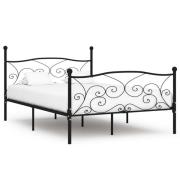 vidaXL Sängram utan madrass med ribbotten svart metall 140x200 cm